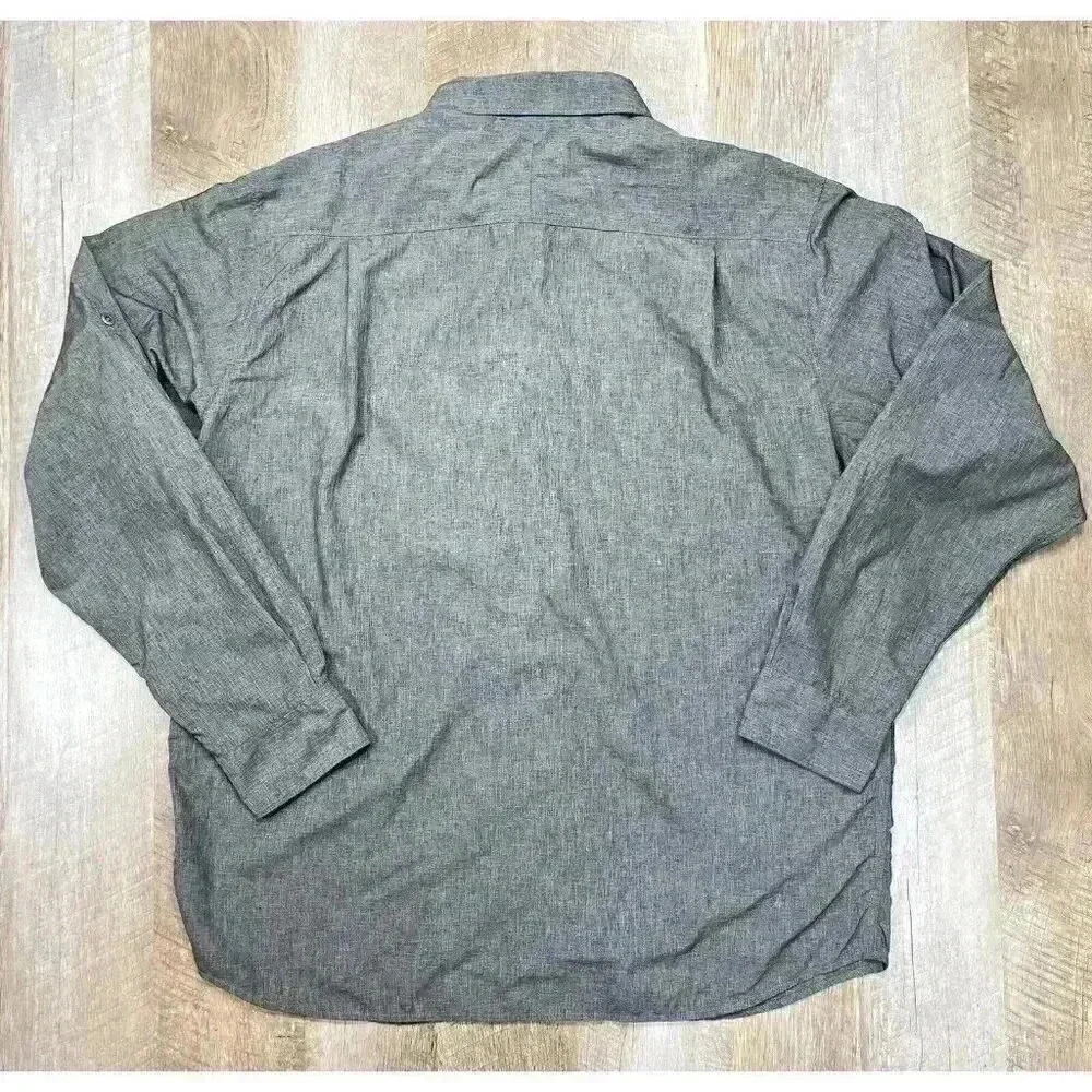 Merrell Mens XL Opti Wick UPF 30+ Shirt Metal Buttons Zip Pocket Gray Outdoor - Picture 6 of 9